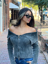Cotton Zip-Up Cardigan