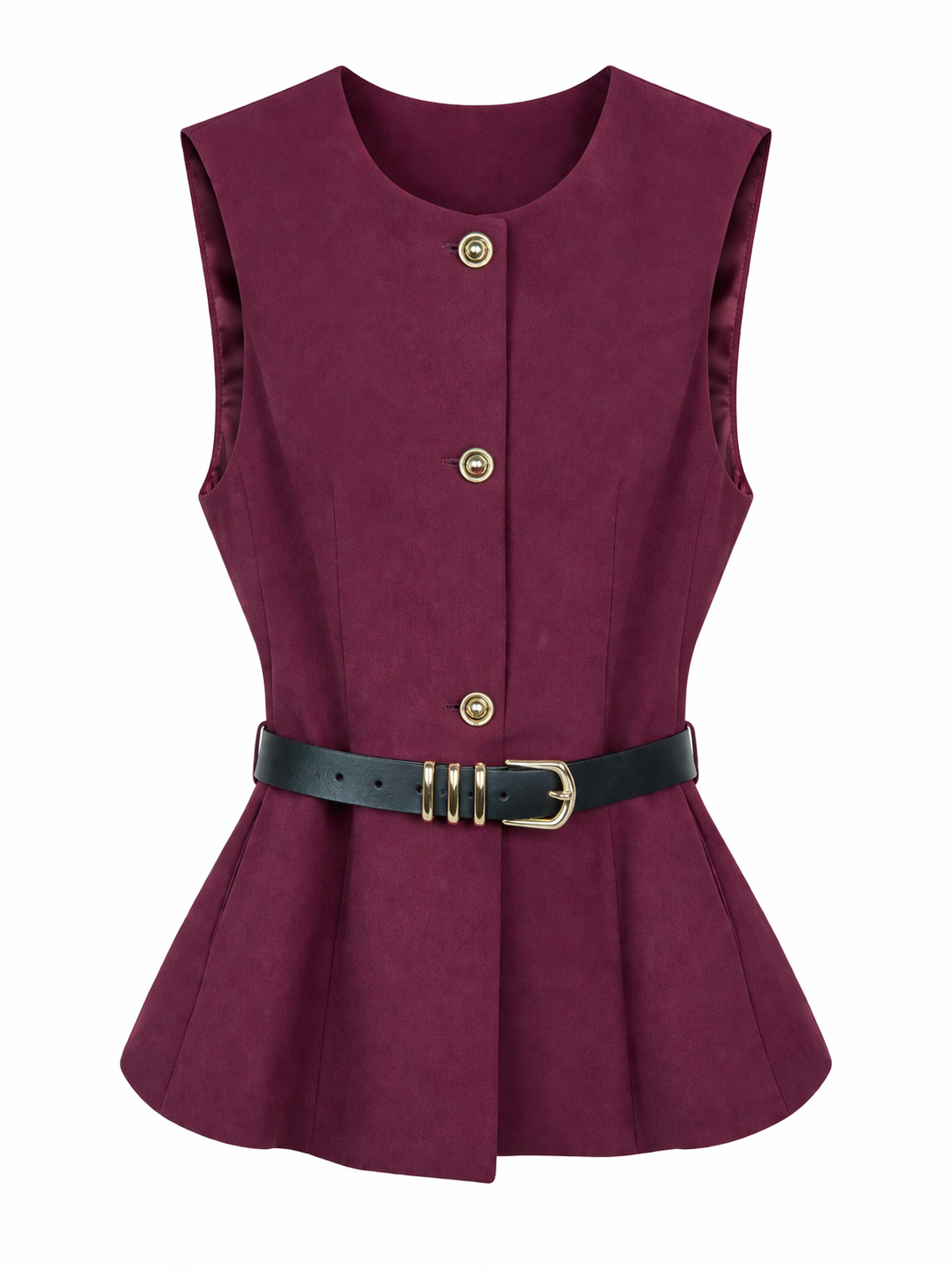 Bordeaux Belted Vest