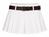 Cotton Belted Pleated Skirt