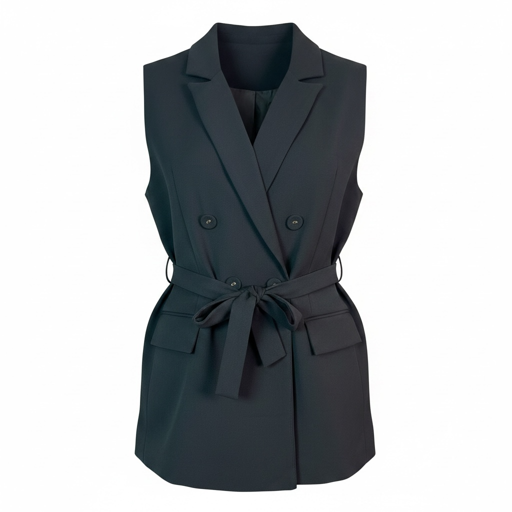 Noir Oversized Belted Vest