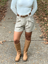 Belted Pleated Shorts