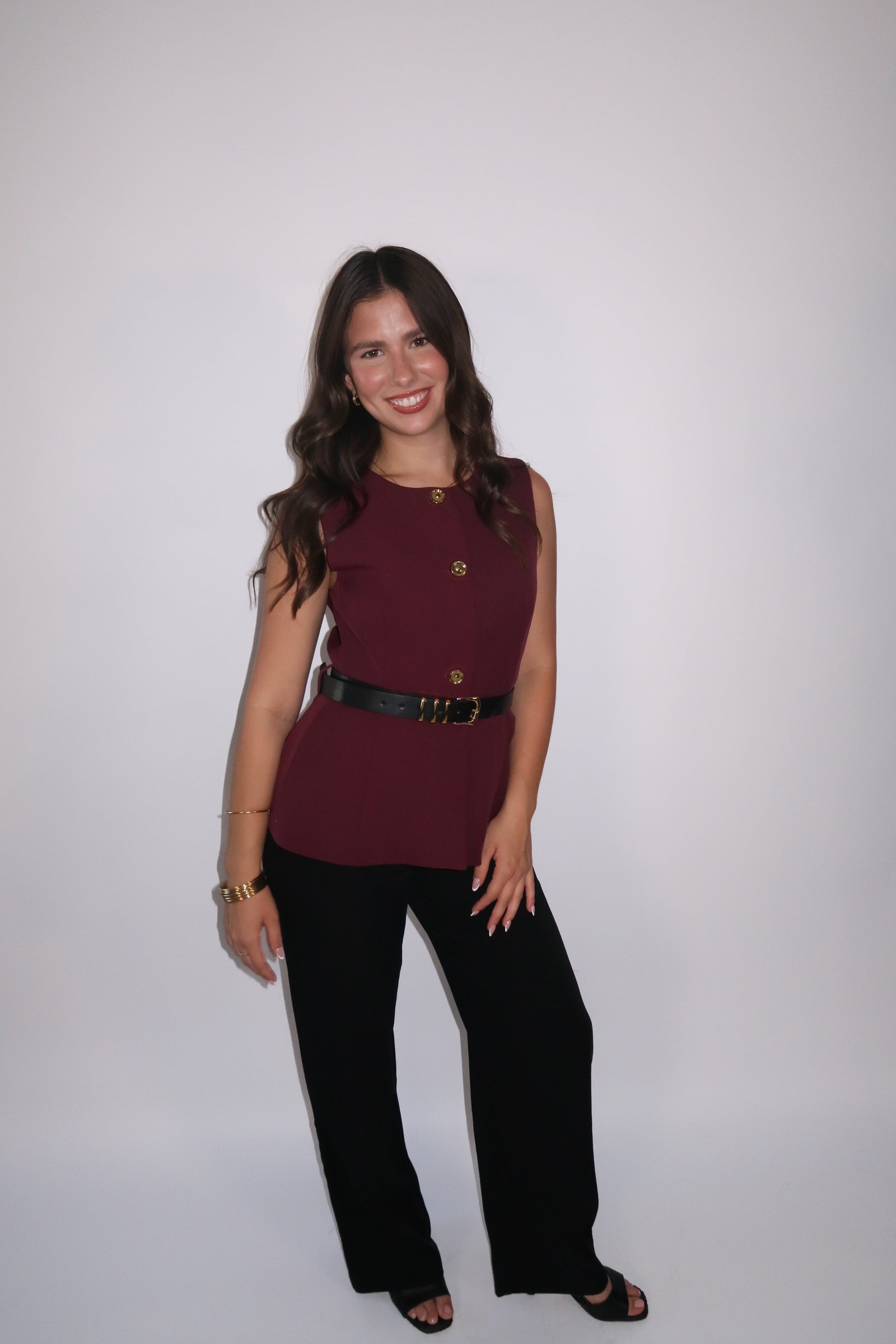 Bordeaux Belted Vest
