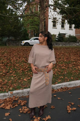 Wool Blend Boat-Neck Knit Dress