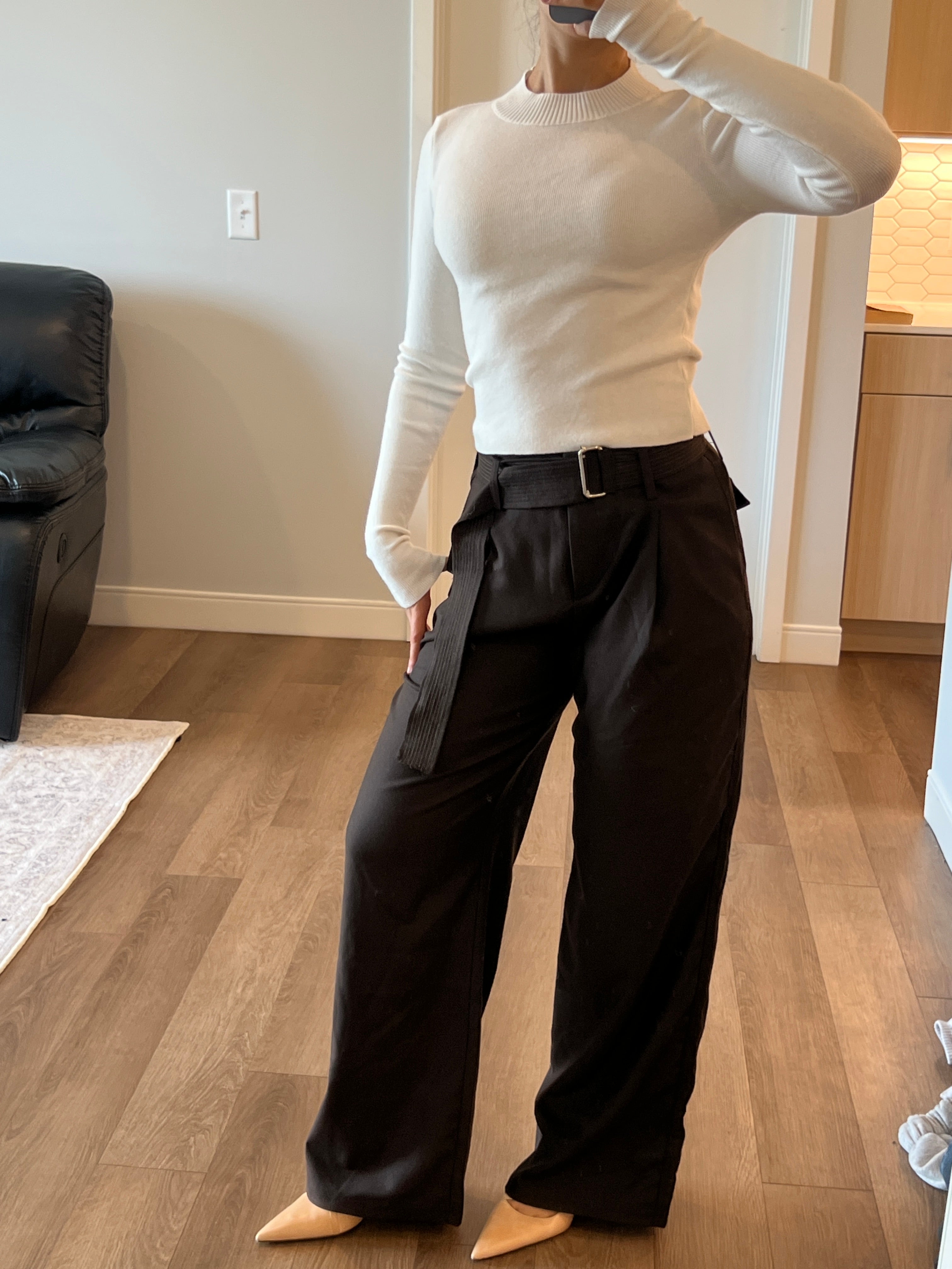 Pleated Belted Trousers