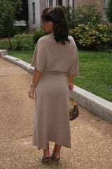 Wool Blend Boat-Neck Knit Dress