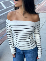 Off-Shoulder Striped Knit