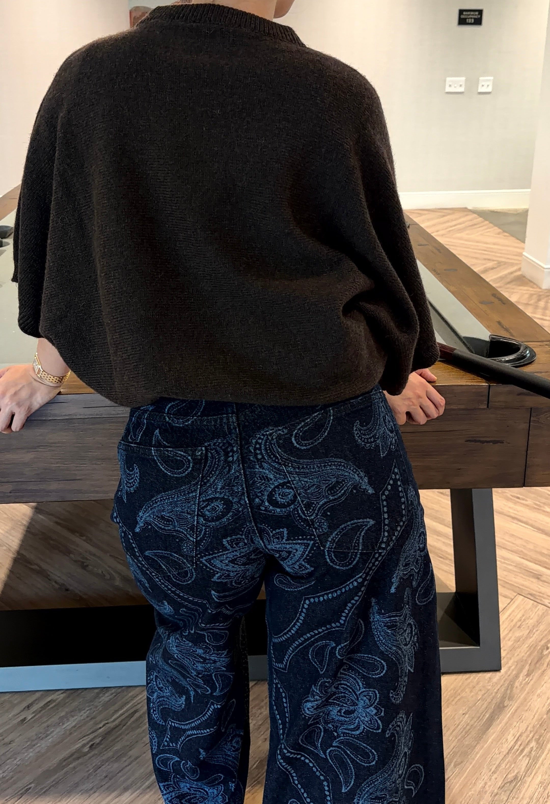 Cotton Paisley Rhinestone Jean