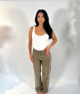 Olive Embroidered Jean