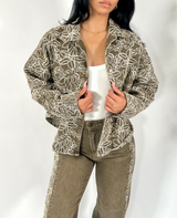 Olive Cotton Embroidered Jacket