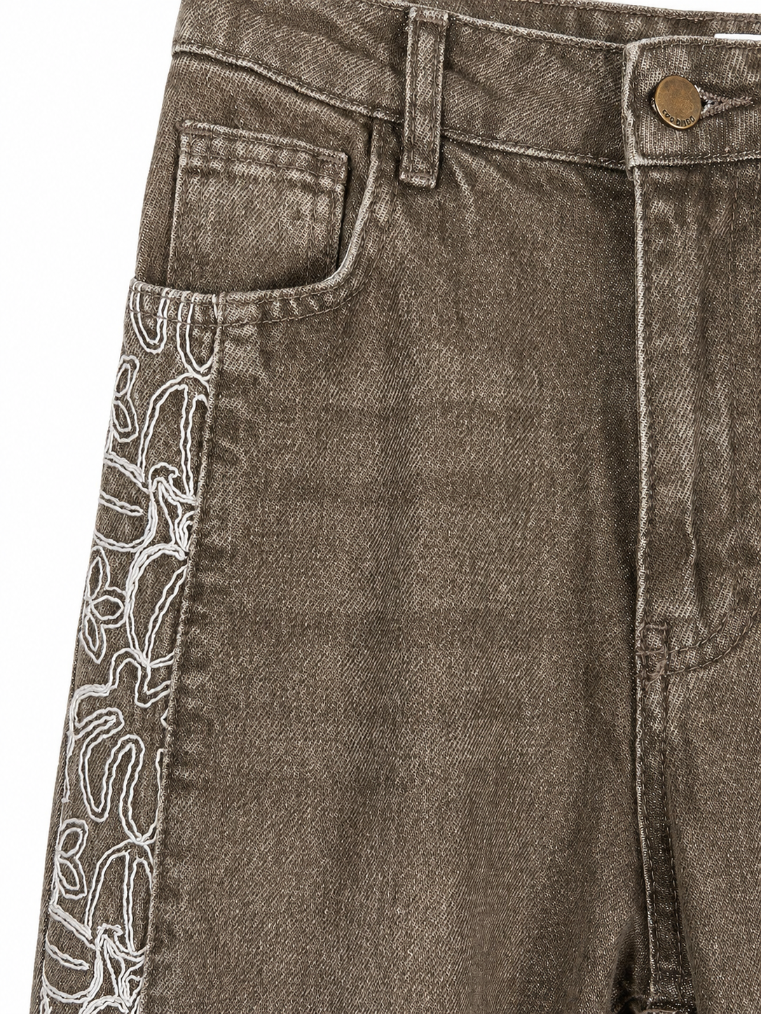 Olive Embroidered Jean